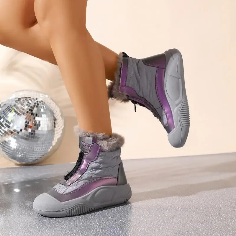 Soft Thick Bottom Furry Sneakers Women Winter Comfort Non Slip Fluffy Fur Snow Boots Warm Thick Plush Woman's Casual Shoes