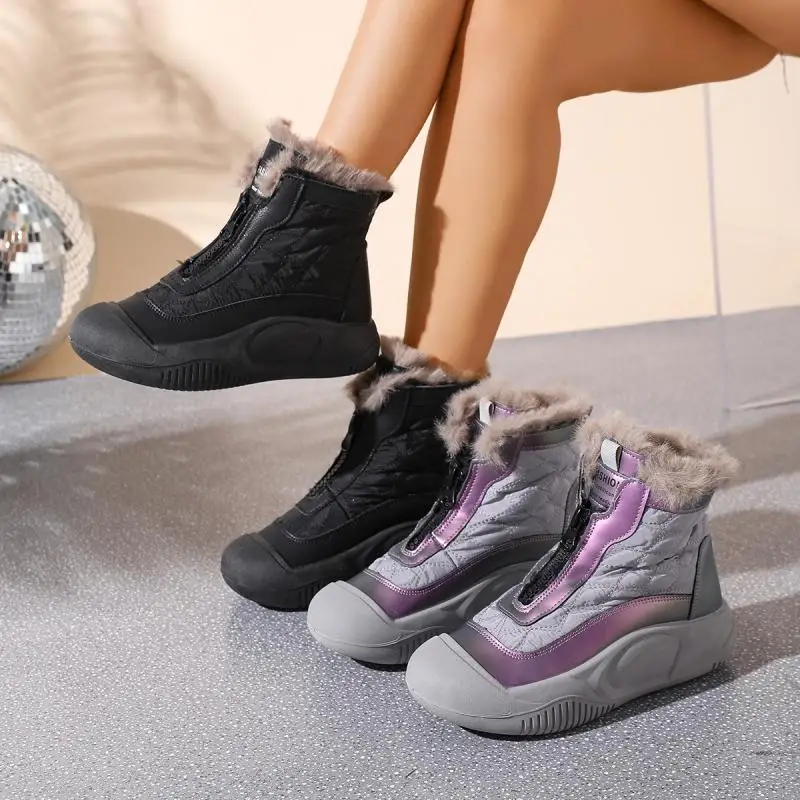 Soft Thick Bottom Furry Sneakers Women Winter Comfort Non Slip Fluffy Fur Snow Boots Warm Thick Plush Woman's Casual Shoes