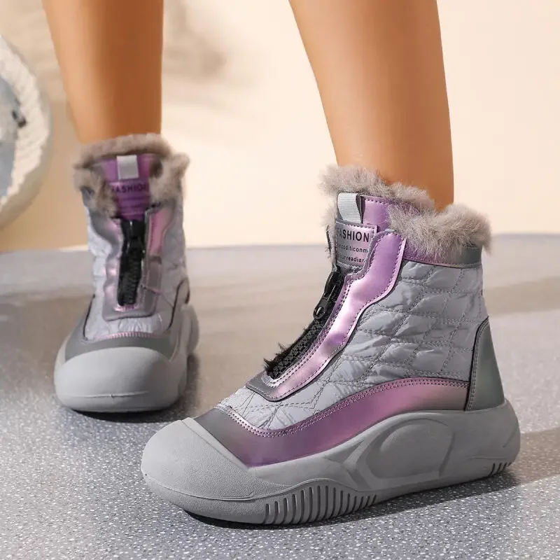 Soft Thick Bottom Furry Sneakers Women Winter Comfort Non Slip Fluffy Fur Snow Boots Warm Thick Plush Woman's Casual Shoes
