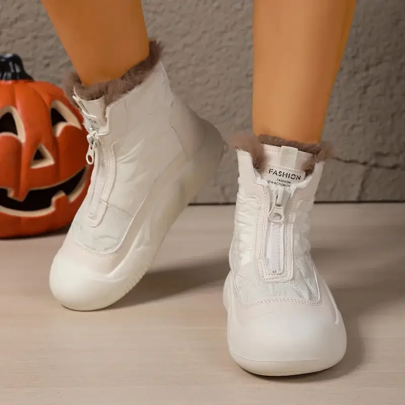 Soft Thick Bottom Furry Sneakers Women Winter Comfort Non Slip Fluffy Fur Snow Boots Warm Thick Plush Woman's Casual Shoes