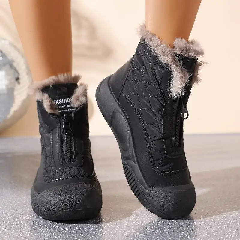 Soft Thick Bottom Furry Sneakers Women Winter Comfort Non Slip Fluffy Fur Snow Boots Warm Thick Plush Woman's Casual Shoes