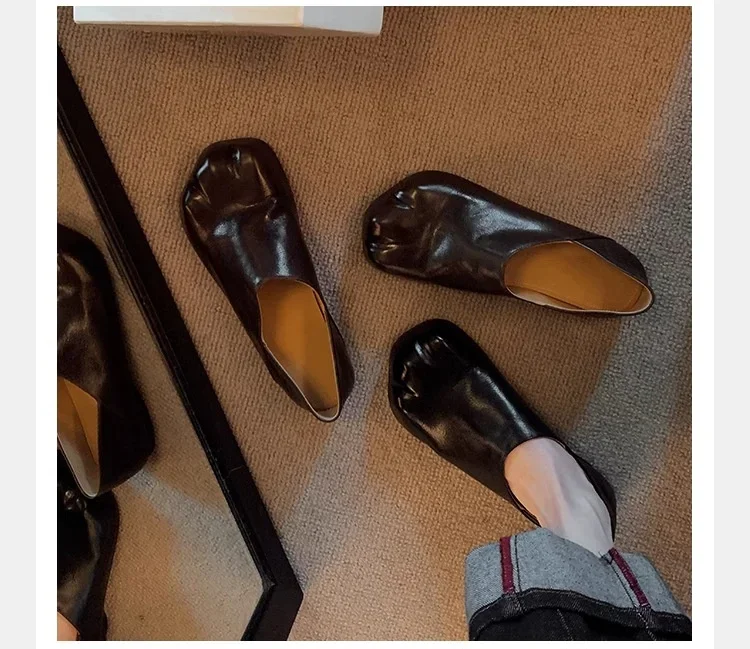 2025 New Style Cat Claws Leather Flats Solid Slip On Leisure Dress Shoes Lovely Girls Fashion Concise Comfy Niche Design Shoes 2025 New Style Cat Claws Leather Flats Solid Slip On Leisure Dress Shoes Lovely Girls Fashion Concise Comfy Niche Design Shoes