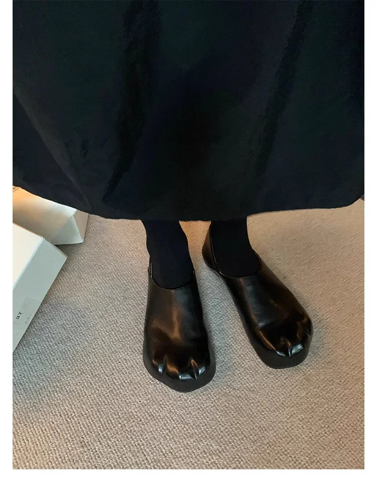2025 New Style Cat Claws Leather Flats Solid Slip On Leisure Dress Shoes Lovely Girls Fashion Concise Comfy Niche Design Shoes 2025 New Style Cat Claws Leather Flats Solid Slip On Leisure Dress Shoes Lovely Girls Fashion Concise Comfy Niche Design Shoes