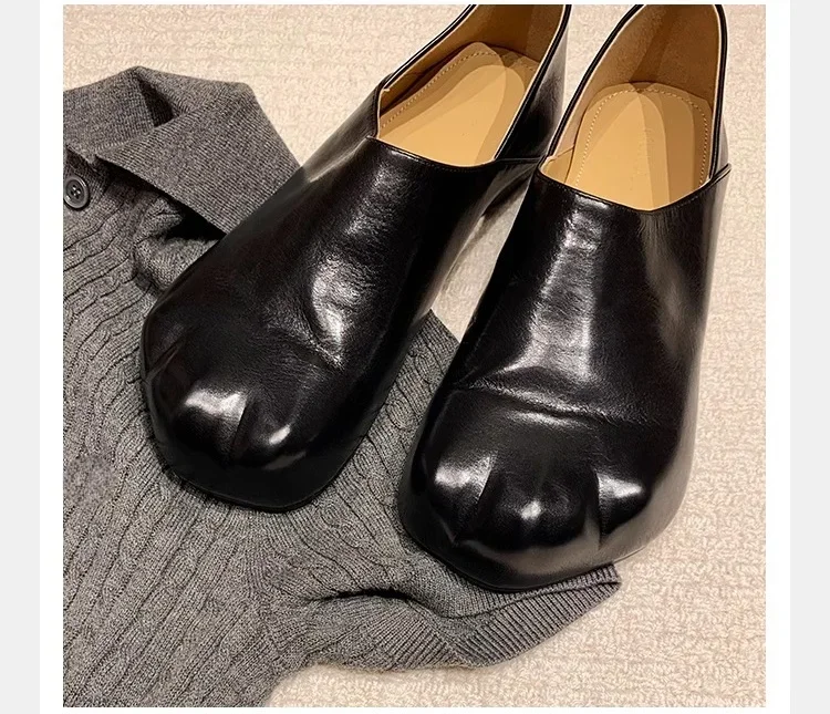 2025 New Style Cat Claws Leather Flats Solid Slip On Leisure Dress Shoes Lovely Girls Fashion Concise Comfy Niche Design Shoes 2025 New Style Cat Claws Leather Flats Solid Slip On Leisure Dress Shoes Lovely Girls Fashion Concise Comfy Niche Design Shoes