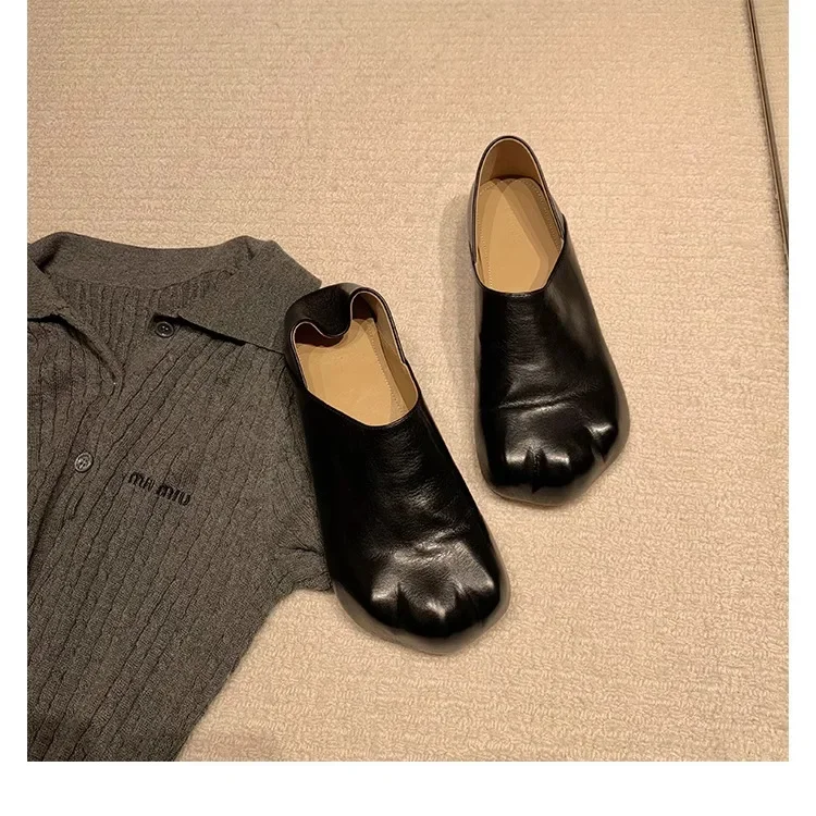 2025 New Style Cat Claws Leather Flats Solid Slip On Leisure Dress Shoes Lovely Girls Fashion Concise Comfy Niche Design Shoes 2025 New Style Cat Claws Leather Flats Solid Slip On Leisure Dress Shoes Lovely Girls Fashion Concise Comfy Niche Design Shoes