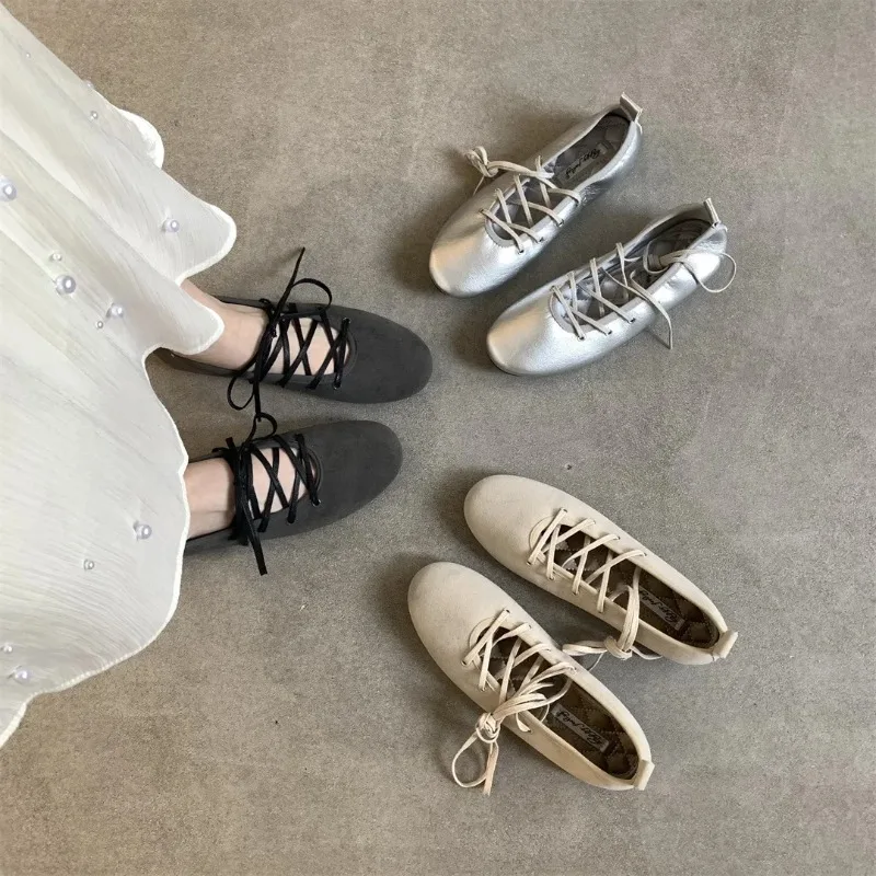 Spring 2025 Women’s Ballet Flats Soft Low Heel Flat Shoes Casual Versatile Comfortable Round Toe Leather Shoes Spring 2025 Women's Ballet Flats Soft Low Heel Flat Shoes Casual Versatile Comfortable Round Toe Leather Shoes