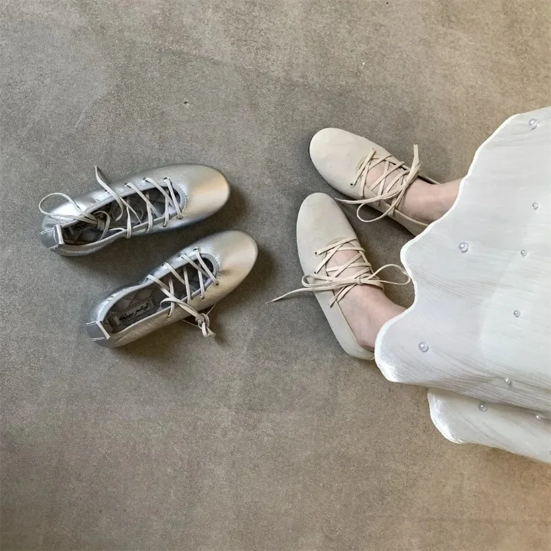 Spring 2025 Women’s Ballet Flats Soft Low Heel Flat Shoes Casual Versatile Comfortable Round Toe Leather Shoes Spring 2025 Women's Ballet Flats Soft Low Heel Flat Shoes Casual Versatile Comfortable Round Toe Leather Shoes