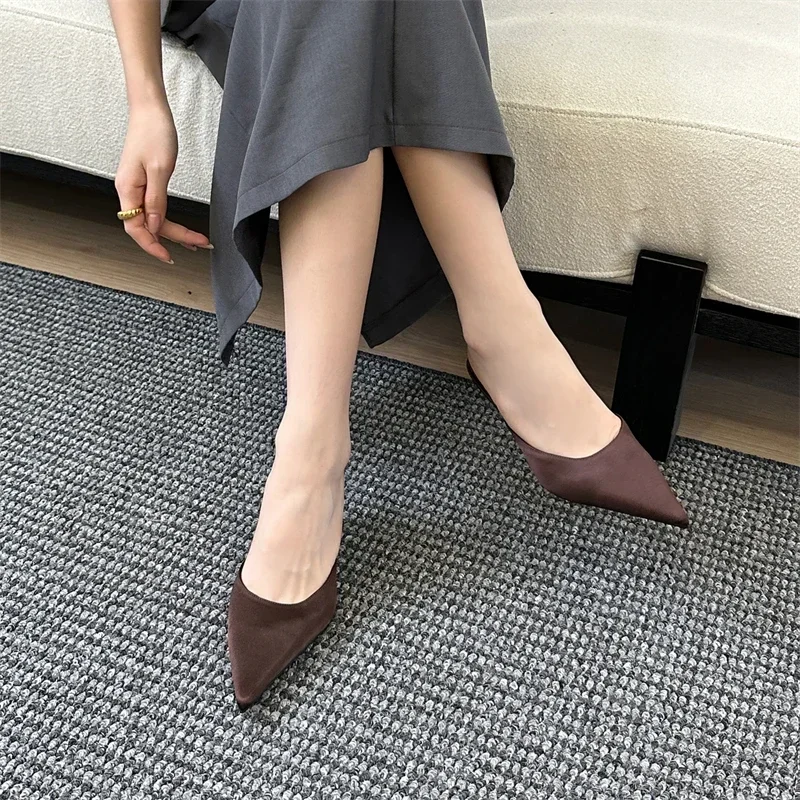 2025 New Summer Concise Pointed Toe Women Slippers Fashion Thin Low Heels Party Pumps Mules Slide Shoes 2025 New Summer Concise Pointed Toe Women Slippers Fashion Thin Low Heels Party Pumps Mules Slide Shoes