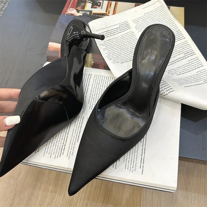 2025 New Summer Concise Pointed Toe Women Slippers Fashion Thin Low Heels Party Pumps Mules Slide Shoes 2025 New Summer Concise Pointed Toe Women Slippers Fashion Thin Low Heels Party Pumps Mules Slide Shoes