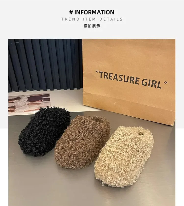 Thick Heel Luxury Lambwool Mules 2025 Winter Shoes Woman Flip Flops Flat Cover Toe Slides Ins Warm Curly Lamb Fur Slippers Women Thick Heel Luxury Lambwool Mules 2025 Winter Shoes Woman Flip Flops Flat Cover Toe Slides Ins Warm Curly Lamb Fur Slippers Women