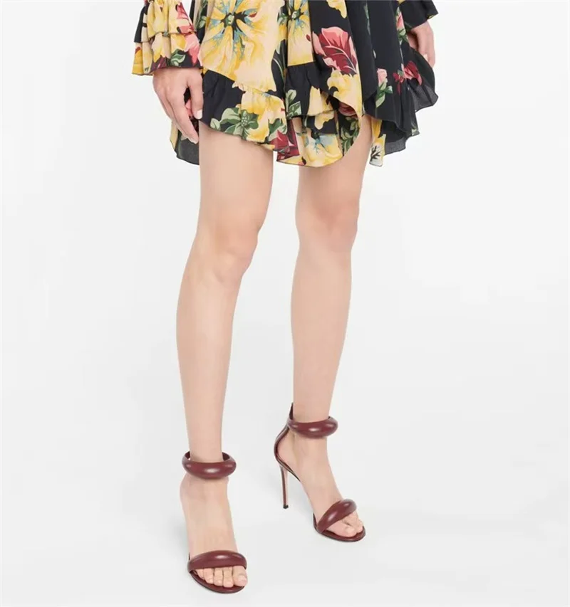 High Quality Soft Cozy Leather Ankle Wrap Zip Sandal Women Summer Fashion Open Toe Gladiator Heels Wedding Banquet Shoes