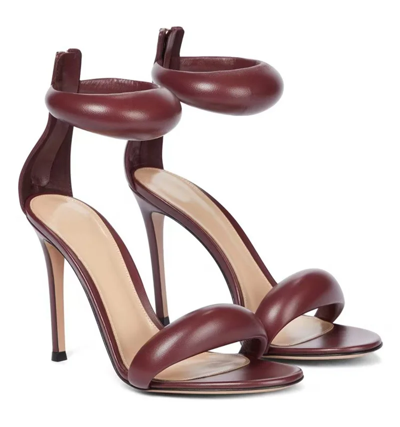 High Quality Soft Cozy Leather Ankle Wrap Zip Sandal Women Summer Fashion Open Toe Gladiator Heels Wedding Banquet Shoes High Quality Soft Cozy Leather Ankle Wrap Zip Sandal Women Summer Fashion Open Toe Gladiator Heels Wedding Banquet Shoes