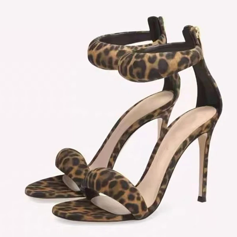 High Quality Soft Cozy Leather Ankle Wrap Zip Sandal Women Summer Fashion Open Toe Gladiator Heels Wedding Banquet Shoes