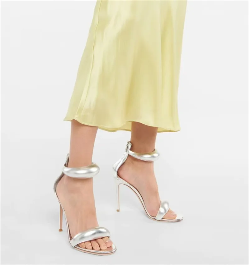 High Quality Soft Cozy Leather Ankle Wrap Zip Sandal Women Summer Fashion Open Toe Gladiator Heels Wedding Banquet Shoes