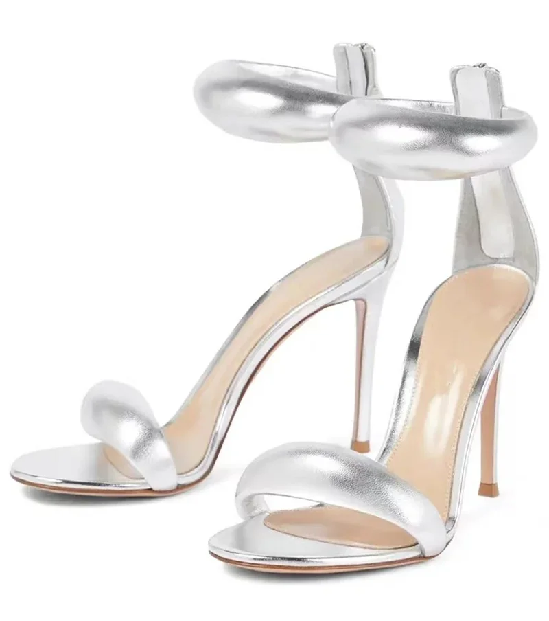 High Quality Soft Cozy Leather Ankle Wrap Zip Sandal Women Summer Fashion Open Toe Gladiator Heels Wedding Banquet Shoes