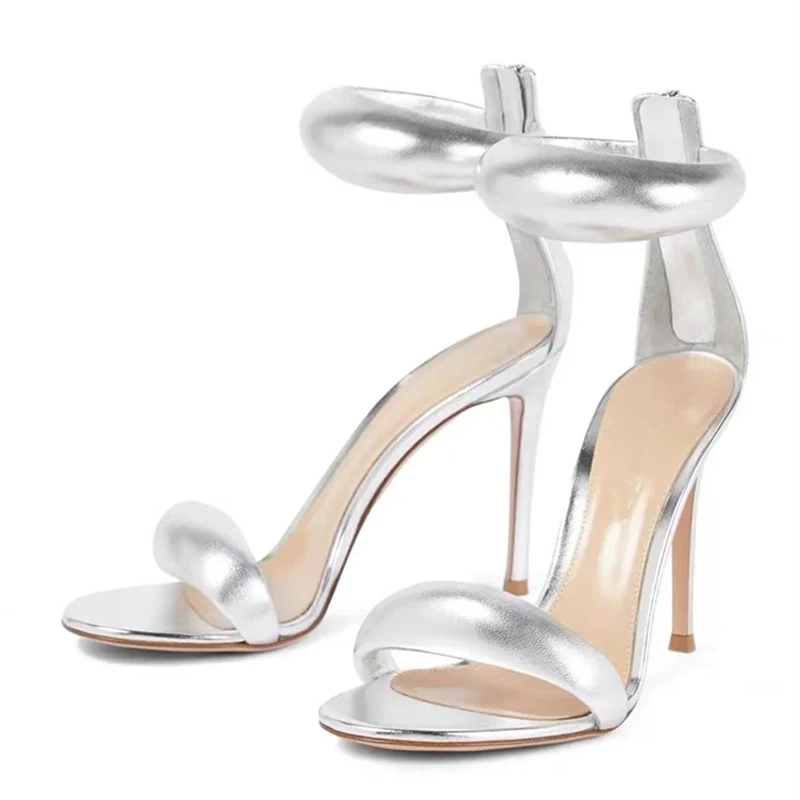 High Quality Soft Cozy Leather Ankle Wrap Zip Sandal Women Summer Fashion Open Toe Gladiator Heels Wedding Banquet Shoes