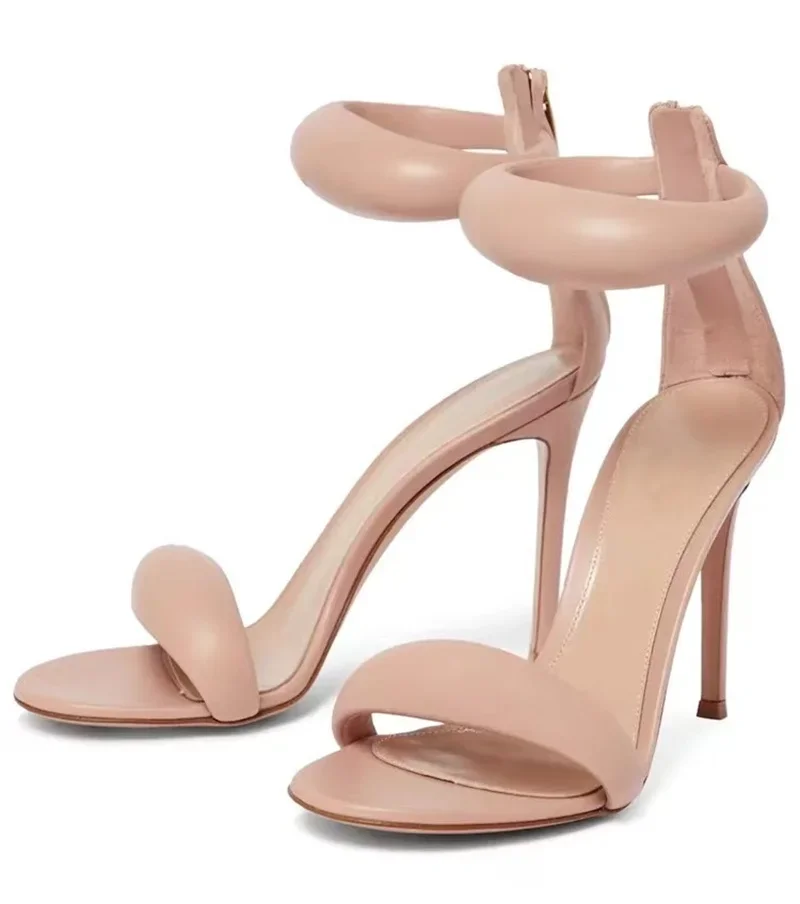 High Quality Soft Cozy Leather Ankle Wrap Zip Sandal Women Summer Fashion Open Toe Gladiator Heels Wedding Banquet Shoes High Quality Soft Cozy Leather Ankle Wrap Zip Sandal Women Summer Fashion Open Toe Gladiator Heels Wedding Banquet Shoes