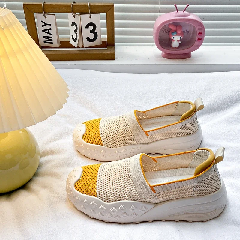 Knit Loafers for Women Mesh Comfortable Slip On Casual Breathable Outdoor Walking Shoes Ladies Lightweight Sneakers