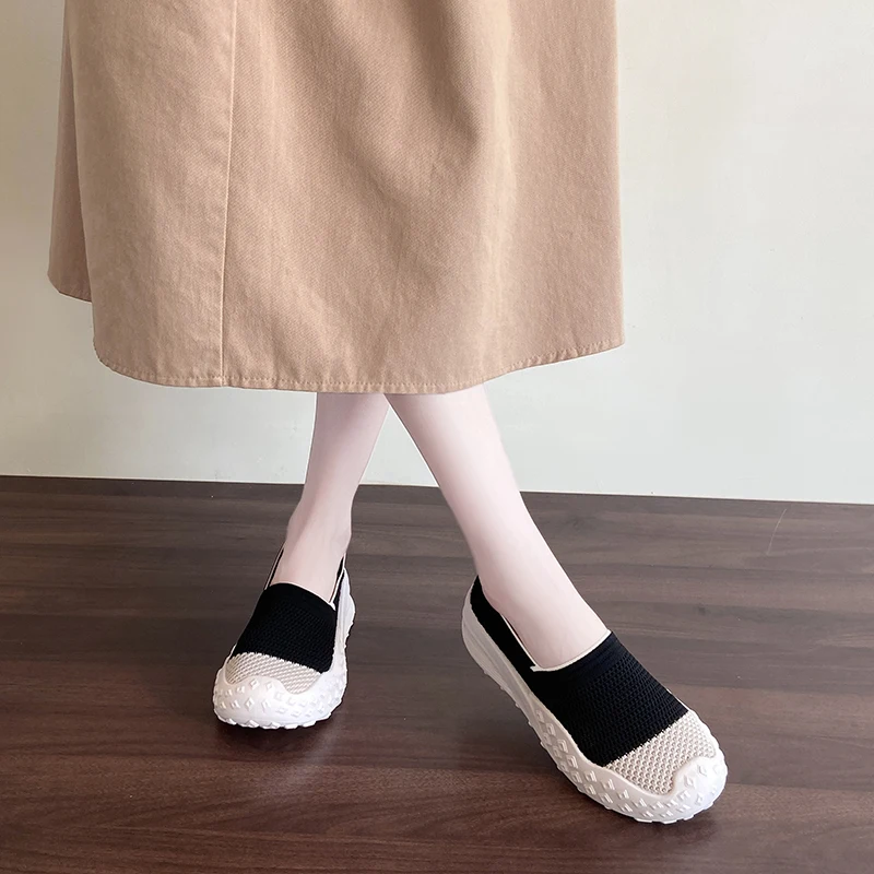 Knit Loafers for Women Mesh Comfortable Slip On Casual Breathable Outdoor Walking Shoes Ladies Lightweight Sneakers