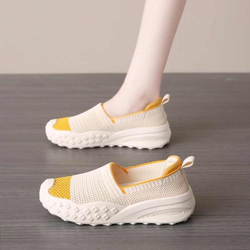 Knit Loafers for Women Mesh Comfortable Slip On Casual Breathable Outdoor Walking Shoes Ladies Lightweight Sneakers