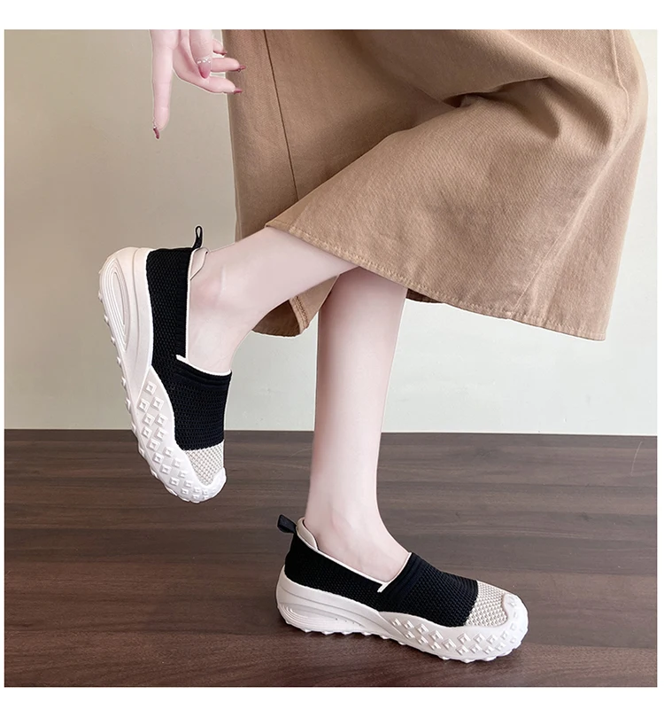 Knit Loafers for Women Mesh Comfortable Slip On Casual Breathable Outdoor Walking Shoes Ladies Lightweight Sneakers