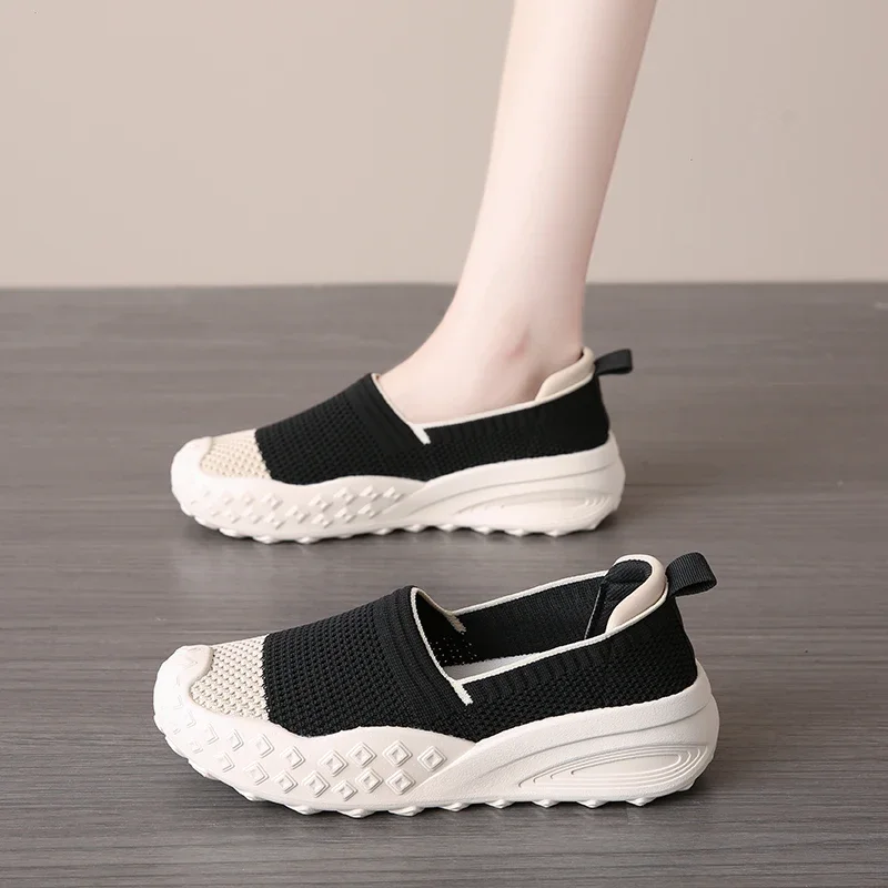 Knit Loafers for Women Mesh Comfortable Slip On Casual Breathable Outdoor Walking Shoes Ladies Lightweight Sneakers