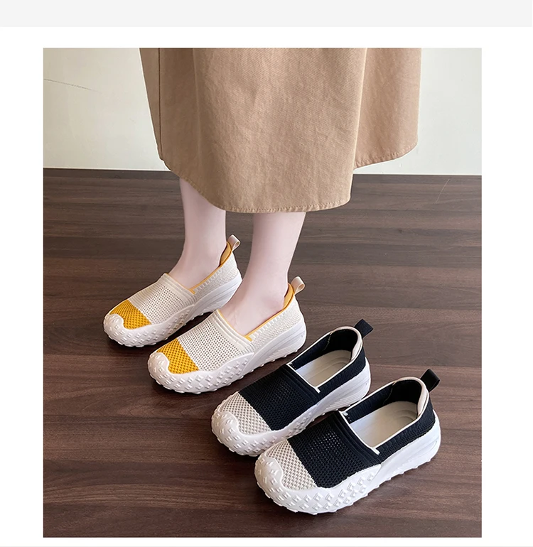 Knit Loafers for Women Mesh Comfortable Slip On Casual Breathable Outdoor Walking Shoes Ladies Lightweight Sneakers