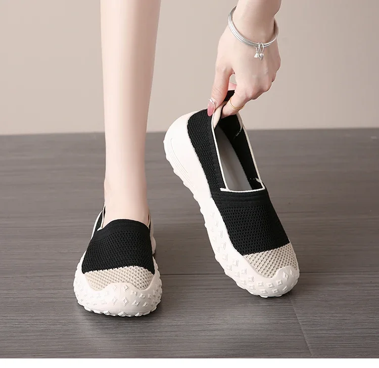 Knit Loafers for Women Mesh Comfortable Slip On Casual Breathable Outdoor Walking Shoes Ladies Lightweight Sneakers