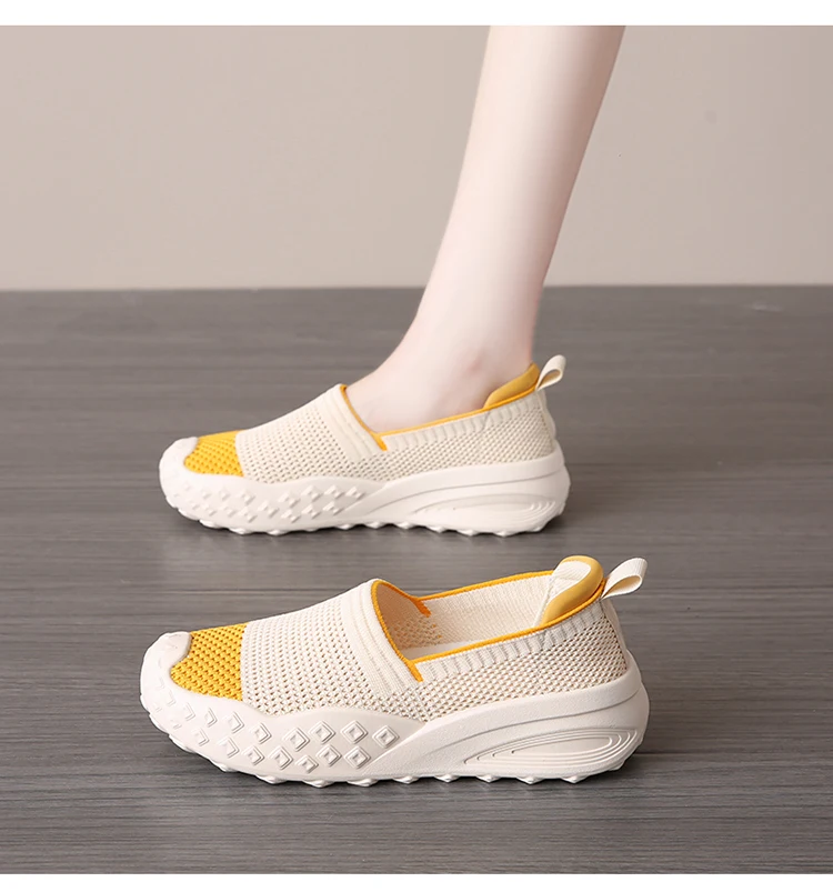Knit Loafers for Women Mesh Comfortable Slip On Casual Breathable Outdoor Walking Shoes Ladies Lightweight Sneakers