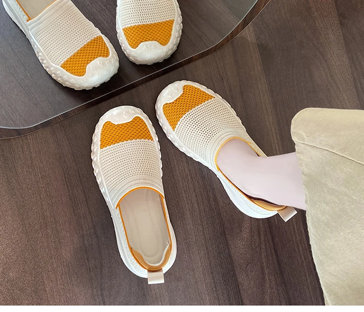 Knit Loafers for Women Mesh Comfortable Slip On Casual Breathable Outdoor Walking Shoes Ladies Lightweight Sneakers