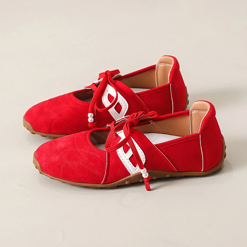 Fall 2025 New Women's Shoes French Thin Sole Color Block Mary Jane Shoes