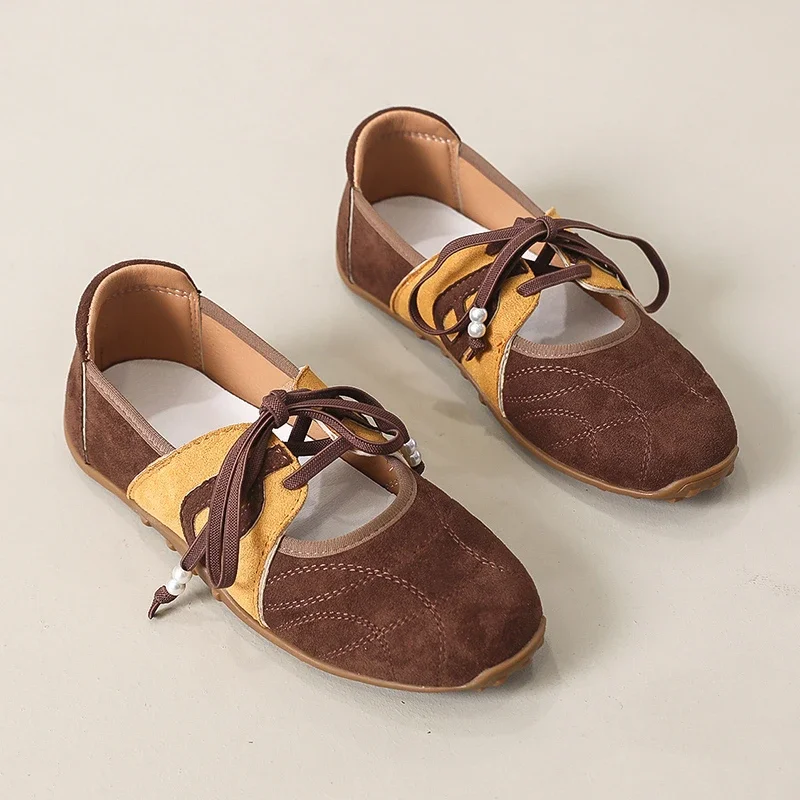 Fall 2025 New Women's Shoes French Thin Sole Color Block Mary Jane Shoes Fall 2025 New Women's Shoes French Thin Sole Color Block Mary Jane Shoes