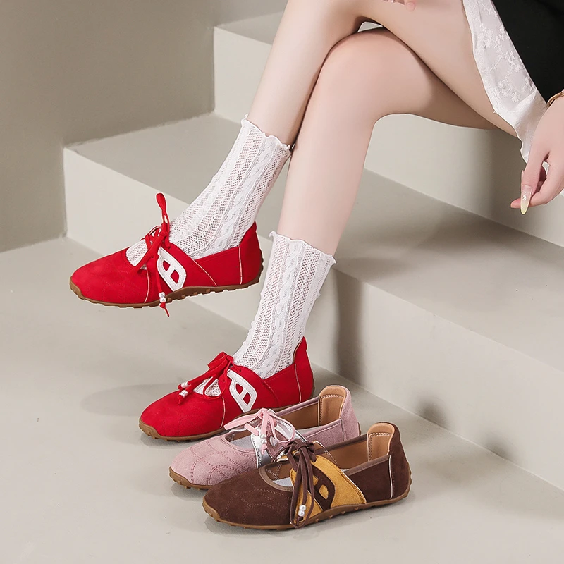 Fall 2025 New Women's Shoes French Thin Sole Color Block Mary Jane Shoes Fall 2025 New Women's Shoes French Thin Sole Color Block Mary Jane Shoes