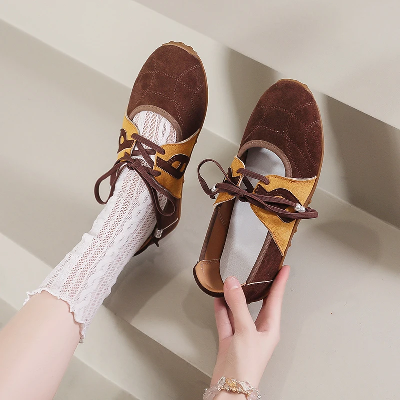 Fall 2025 New Women's Shoes French Thin Sole Color Block Mary Jane Shoes Fall 2025 New Women's Shoes French Thin Sole Color Block Mary Jane Shoes