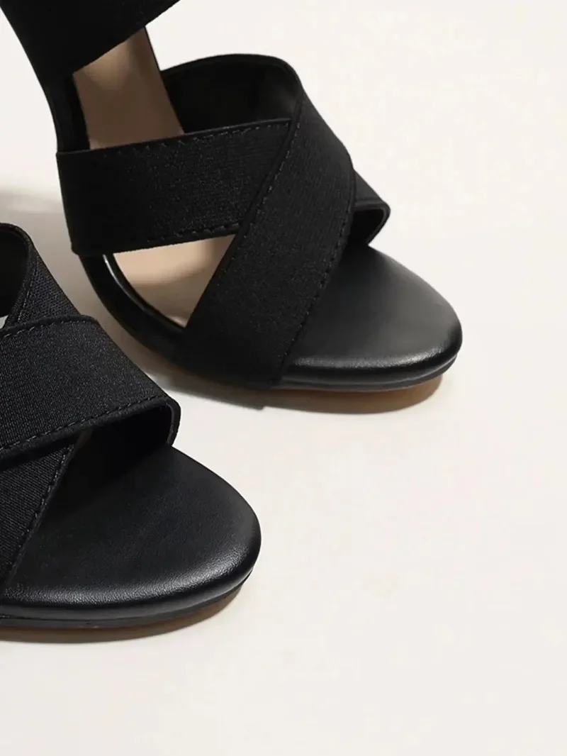 Sexy Open Toes Gladiator Shoes Womens Sandals Super High Heel Pumps Ladies Broadband Back Zipper Party Wedding Sandal Black