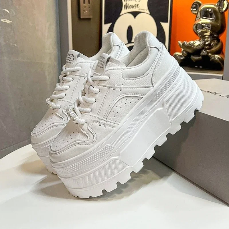 Women 9CM Platform Sneakers Casual Outdoor Simple Design Skateboard Comfortable Lace Up Sneakers Running Sports Shoes Female 40 Women 9CM Platform Sneakers Casual Outdoor Simple Design Skateboard Comfortable Lace Up Sneakers Running Sports Shoes Female 40