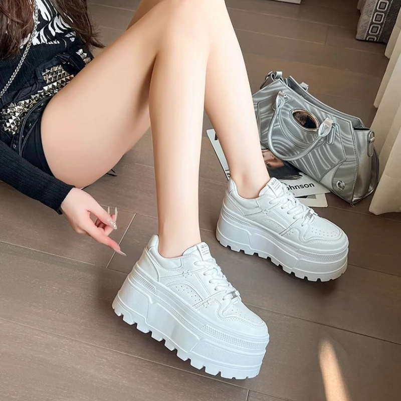 Women 9CM Platform Sneakers Casual Outdoor Simple Design Skateboard Comfortable Lace Up Sneakers Running Sports Shoes Female 40 Women 9CM Platform Sneakers Casual Outdoor Simple Design Skateboard Comfortable Lace Up Sneakers Running Sports Shoes Female 40