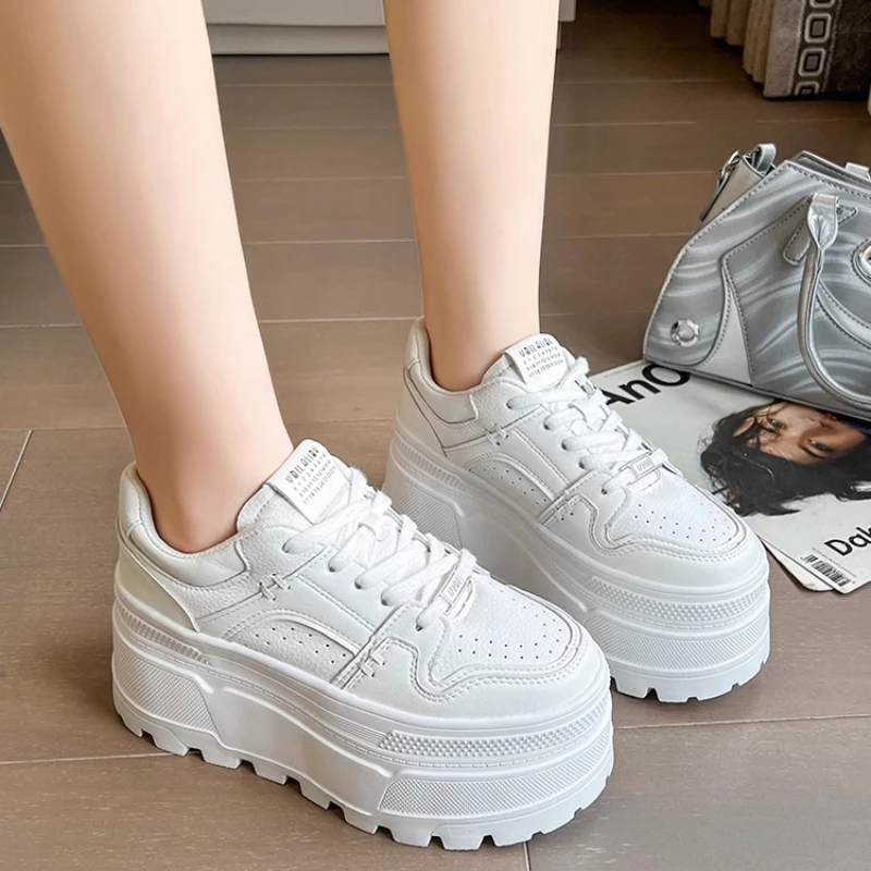 Women 9CM Platform Sneakers Casual Outdoor Simple Design Skateboard Comfortable Lace Up Sneakers Running Sports Shoes Female 40 Women 9CM Platform Sneakers Casual Outdoor Simple Design Skateboard Comfortable Lace Up Sneakers Running Sports Shoes Female 40