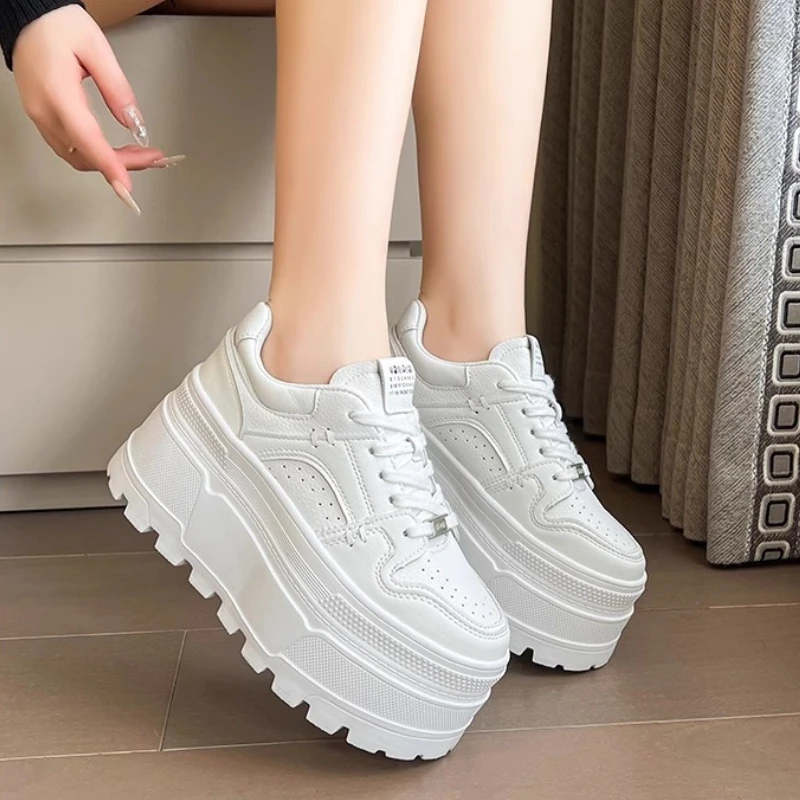 Women 9CM Platform Sneakers Casual Outdoor Simple Design Skateboard Comfortable Lace Up Sneakers Running Sports Shoes Female 40 Women 9CM Platform Sneakers Casual Outdoor Simple Design Skateboard Comfortable Lace Up Sneakers Running Sports Shoes Female 40