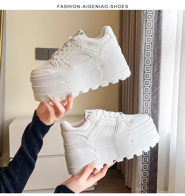 Women 9CM Platform Sneakers Casual Outdoor Simple Design Skateboard Comfortable Lace Up Sneakers Running Sports Shoes Female 40 Women 9CM Platform Sneakers Casual Outdoor Simple Design Skateboard Comfortable Lace Up Sneakers Running Sports Shoes Female 40