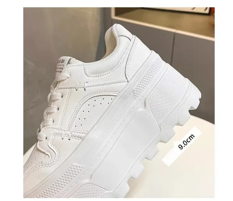Women 9CM Platform Sneakers Casual Outdoor Simple Design Skateboard Comfortable Lace Up Sneakers Running Sports Shoes Female 40