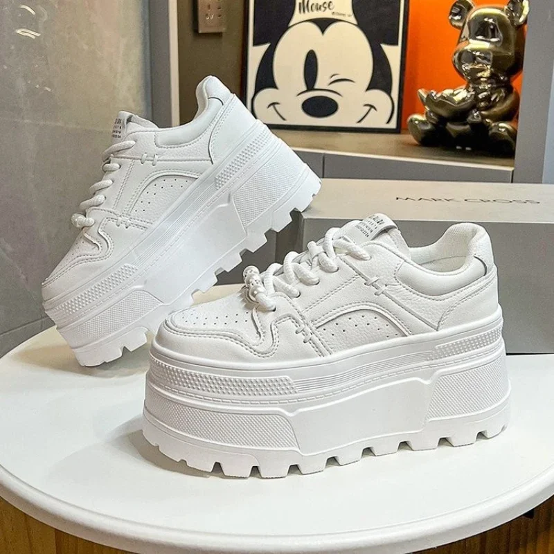 Women 9CM Platform Sneakers Casual Outdoor Simple Design Skateboard Comfortable Lace Up Sneakers Running Sports Shoes Female 40 Women 9CM Platform Sneakers Casual Outdoor Simple Design Skateboard Comfortable Lace Up Sneakers Running Sports Shoes Female 40