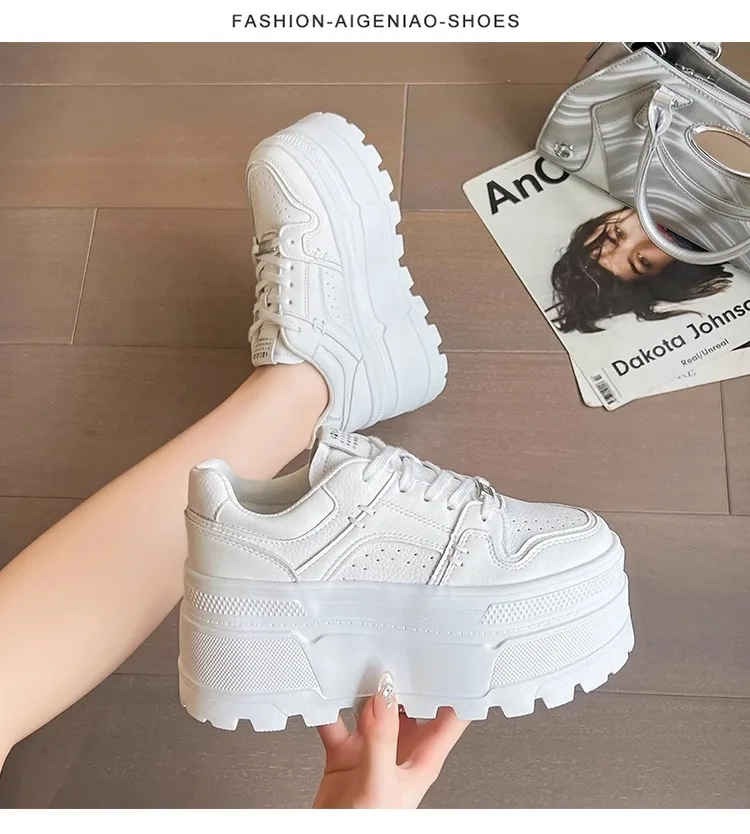 Women 9CM Platform Sneakers Casual Outdoor Simple Design Skateboard Comfortable Lace Up Sneakers Running Sports Shoes Female 40 Women 9CM Platform Sneakers Casual Outdoor Simple Design Skateboard Comfortable Lace Up Sneakers Running Sports Shoes Female 40