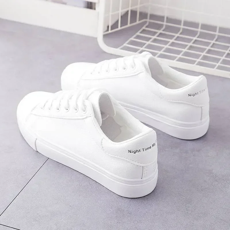 Fashion Women's Vulcanize Shoes 2025 New in Casual Classic Solid Color PU Leather Shoes Woman Casual White Shoes Sneakers