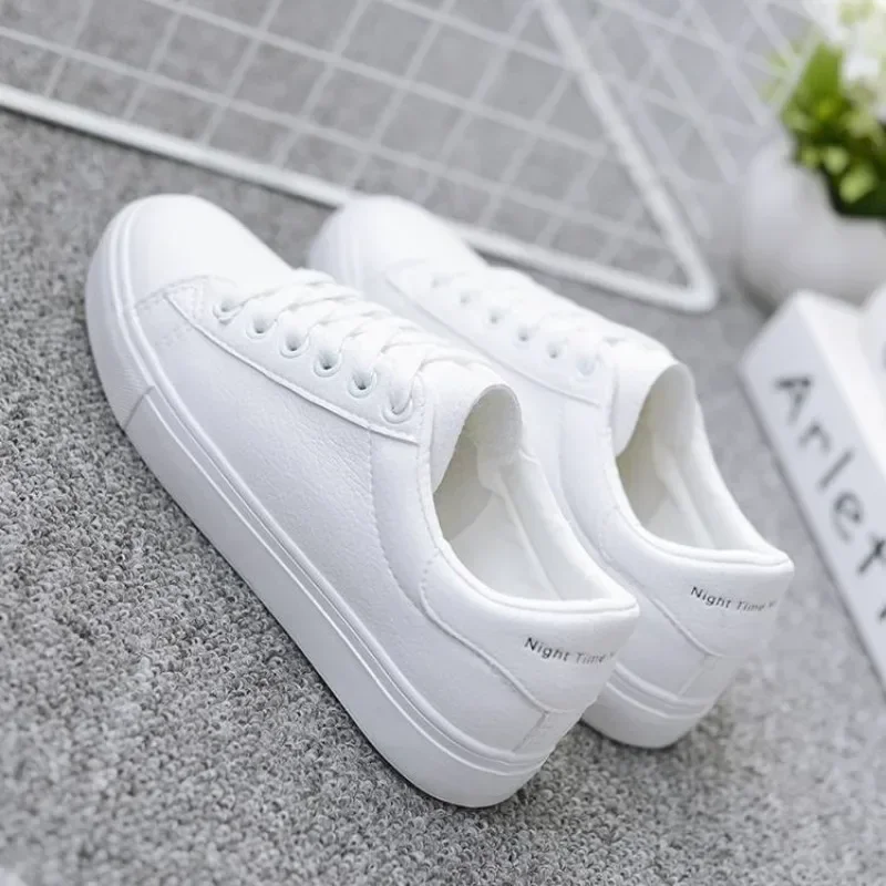 Fashion Women's Vulcanize Shoes 2025 New in Casual Classic Solid Color PU Leather Shoes Woman Casual White Shoes Sneakers