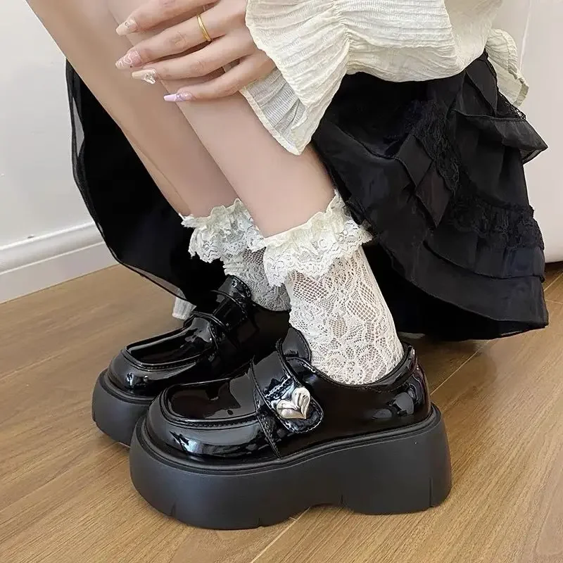 Woman Pumps with Medium Heels Platform Leather Casual Loafers Shoes for Women Round Toe Non Slip Stylish Luxury Brand 2025 Trend Woman Pumps with Medium Heels Platform Leather Casual Loafers Shoes for Women Round Toe Non Slip Stylish Luxury Brand 2025 Trend