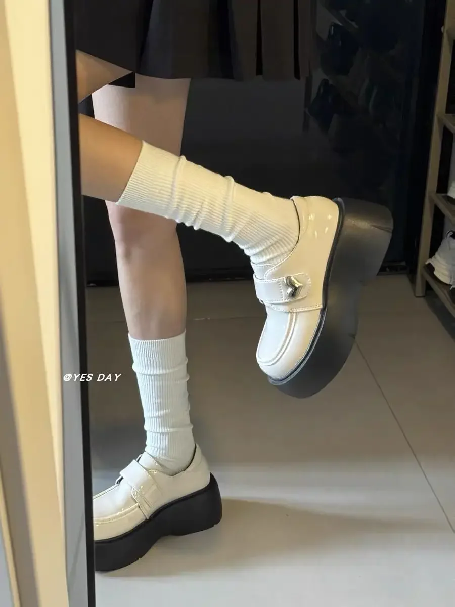 Woman Pumps with Medium Heels Platform Leather Casual Loafers Shoes for Women Round Toe Non Slip Stylish Luxury Brand 2025 Trend Woman Pumps with Medium Heels Platform Leather Casual Loafers Shoes for Women Round Toe Non Slip Stylish Luxury Brand 2025 Trend