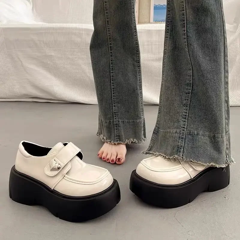 Woman Pumps with Medium Heels Platform Leather Casual Loafers Shoes for Women Round Toe Non Slip Stylish Luxury Brand 2025 Trend Woman Pumps with Medium Heels Platform Leather Casual Loafers Shoes for Women Round Toe Non Slip Stylish Luxury Brand 2025 Trend