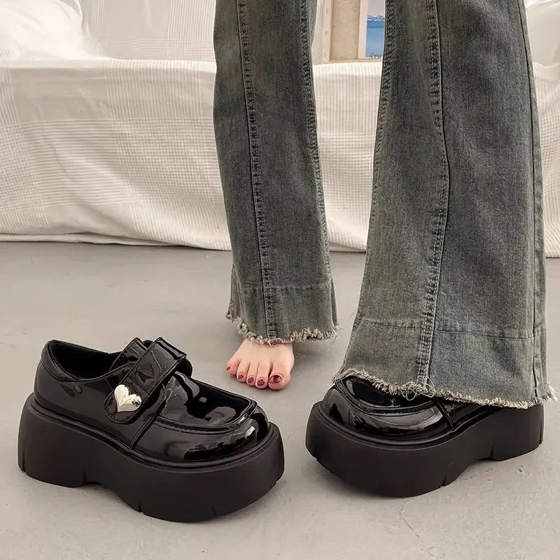 Woman Pumps with Medium Heels Platform Leather Casual Loafers Shoes for Women Round Toe Non Slip Stylish Luxury Brand 2025 Trend Woman Pumps with Medium Heels Platform Leather Casual Loafers Shoes for Women Round Toe Non Slip Stylish Luxury Brand 2025 Trend