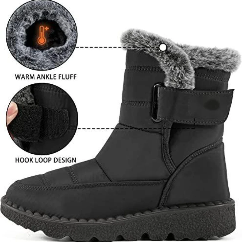 Waterproof Winter Boots for Women 2025 New Faux Fur Long Plush Snow Boots Woman Platform Shoes Warm Cotton Couples Ankle Boots Waterproof Winter Boots for Women 2025 New Faux Fur Long Plush Snow Boots Woman Platform Shoes Warm Cotton Couples Ankle Boots